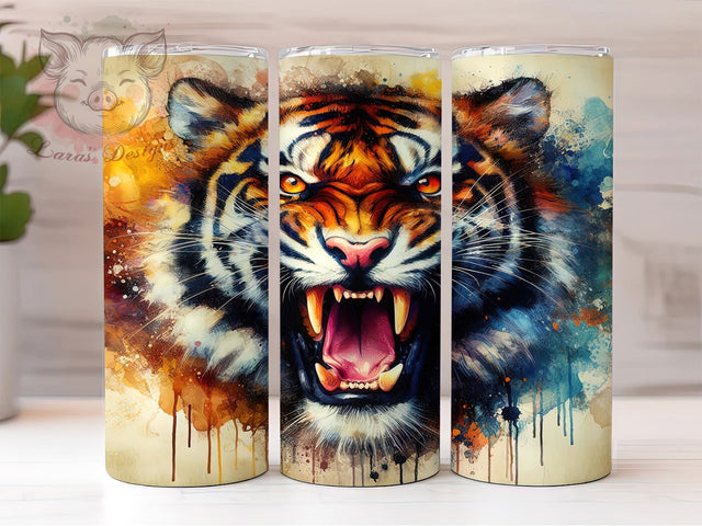 Rustic Vintage Tiger Tumbler, Rustic Tiger Tumbler, 20Oz Sublimation, Wild Animal Printable, Distressed Tiger Design, Rustic Animal Wrap, Vintage Tiger Art Sublimation Lara' s Designs 