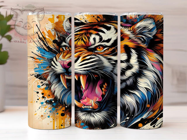Rustic Vintage Tiger Tumbler, Rustic Tiger Tumbler, 20Oz Sublimation, Wild Animal Printable, Distressed Tiger Design, Rustic Animal Wrap, Vintage Tiger Art Sublimation Lara' s Designs 