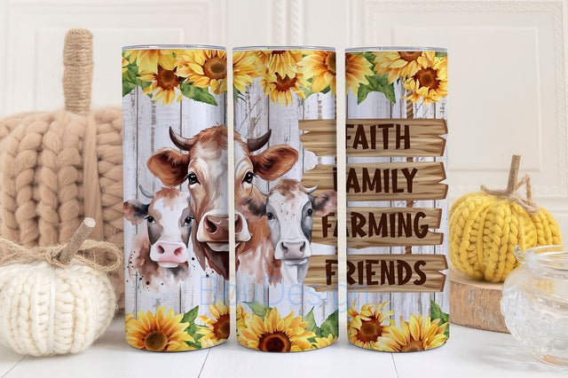 Rustic Watercolor Dairy Cows 20 oz Skinny Tumbler Sublimation Design Digital Download PNG Instant DIGITAL ONLY, Floral Ranch Style tumbler Sublimation BouDesign 