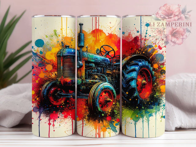 Rustic Watercolor Tractor Tumbler Wrap, Alcohol Ink Tumbler, 20oz Sublimation Wrap, Rustic Tractor Design, Country Life Tumbler, Watercolor Tractor Tumbler Sublimation Li Zamperini 