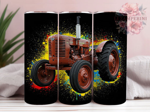 Rustic Watercolor Tractor Tumbler Wrap, Alcohol Ink Tumbler, 20oz Sublimation Wrap, Rustic Tractor Design, Country Life Tumbler, Watercolor Tractor Tumbler Sublimation Li Zamperini 