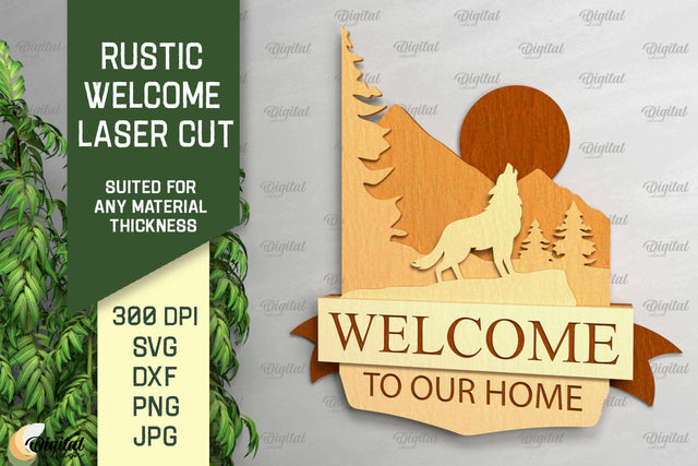 Rustic Welcome Laser Cut. Welcome Sign SVG SVG Evgenyia Guschina 