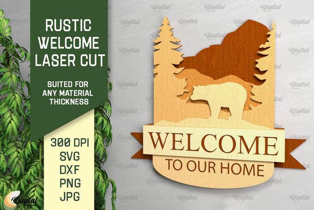 Rustic Welcome Laser Cut. Welcome Sign SVG SVG Evgenyia Guschina 