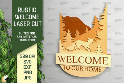 Rustic Welcome Laser Cut. Welcome Sign SVG SVG Evgenyia Guschina 