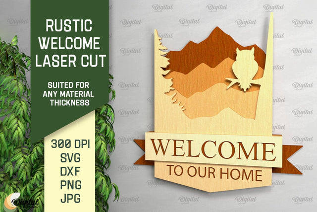 Rustic Welcome Laser Cut. Welcome Sign SVG SVG Evgenyia Guschina 