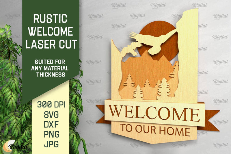 Rustic Welcome Laser Cut. Welcome Sign SVG SVG Evgenyia Guschina 