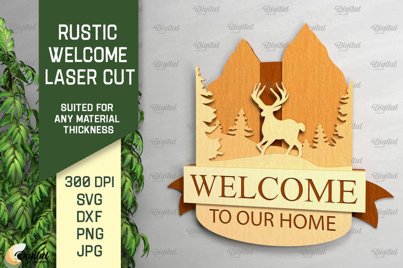 Rustic Welcome Laser Cut. Welcome Sign SVG SVG Evgenyia Guschina 