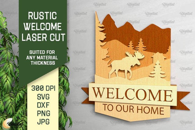 Rustic Welcome Laser Cut. Welcome Sign SVG SVG Evgenyia Guschina 
