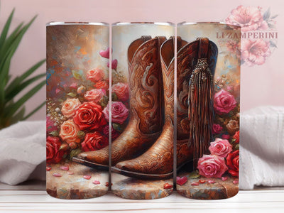 Rustic Western Boots Tumbler, Rustic Tumbler, Stylish 20oz Wrap, Sublimation Design, Country Gift Idea, Cowgirl Boots Wrap, Western Style Tumbler Sublimation Li Zamperini 