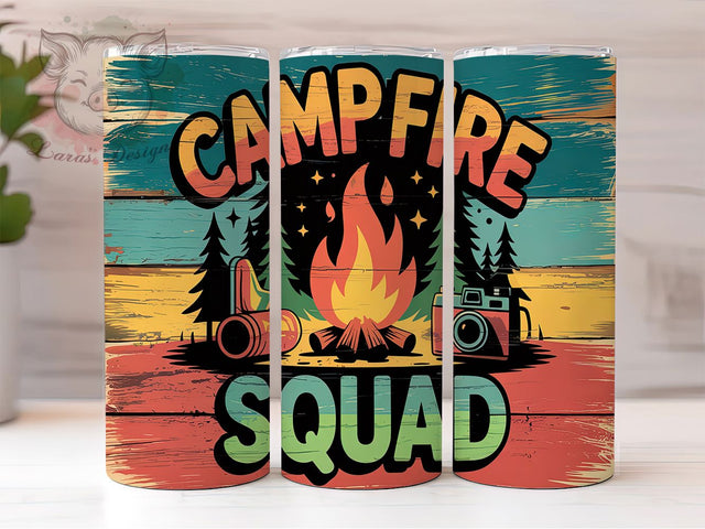 Rustic Western Camp Fire Squad Tumbler, Western Camping Tumbler Wrap, Caravan Camper Tumbler PNG, 20oz Sublimation Wrap, Outdoor Adventure Tumbler, Cowboy Camping Tumbler Design Sublimation Lara' s Designs 