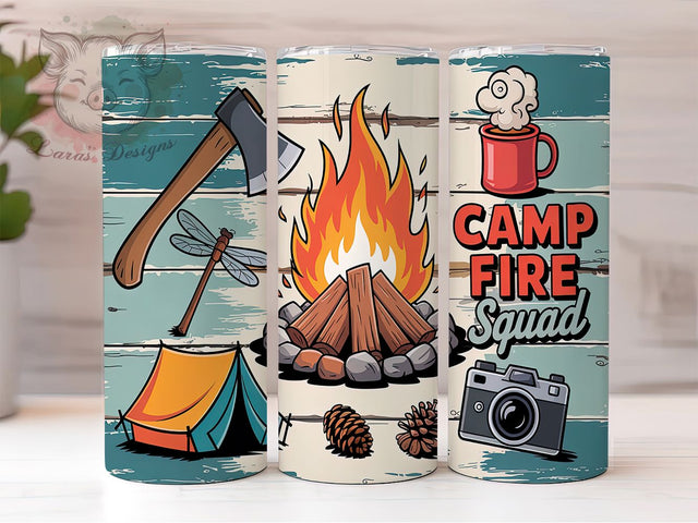 Rustic Western Camp Fire Squad Tumbler, Western Camping Tumbler Wrap, Caravan Camper Tumbler PNG, 20oz Sublimation Wrap, Outdoor Adventure Tumbler, Cowboy Camping Tumbler Design Sublimation Lara' s Designs 