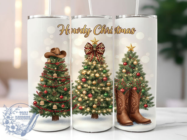 Rustic Western Country Christmas Tumbler, Western Holiday Wrap, Howdy Christmas Sublimation, Cowboy Christmas Cup, 20Oz Skinny Tumbler Wrap, Rustic Holiday Mug, Southern Christmas Design Sublimation ToriDesigns 