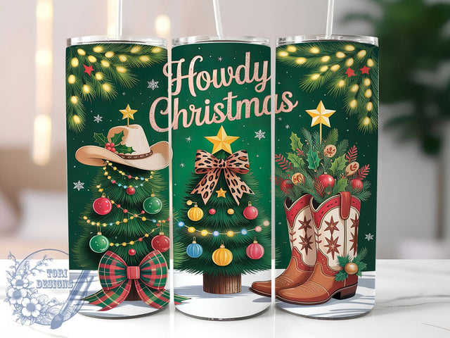 Rustic Western Country Christmas Tumbler, Western Holiday Wrap, Howdy Christmas Sublimation, Cowboy Christmas Cup, 20Oz Skinny Tumbler Wrap, Rustic Holiday Mug, Southern Christmas Design Sublimation ToriDesigns 