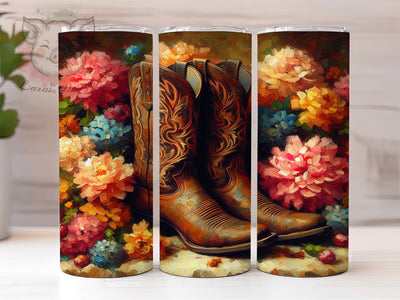 Rustic Western Cowgirl Boots Tumbler, Western Style Tumbler, Rustic Ranch Wrap, Country Girl Wrap, Boho Cowgirl Wrap, Sublimation Design, Trendy Gift Idea Sublimation Lara' s Designs 