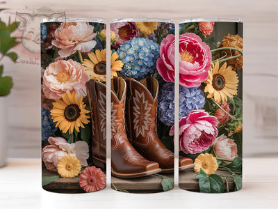Rustic Western Cowgirl Boots Tumbler, Western Style Tumbler, Rustic Ranch Wrap, Country Girl Wrap, Boho Cowgirl Wrap, Sublimation Design, Trendy Gift Idea Sublimation Lara' s Designs 