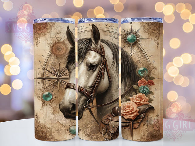 Rustic Western Cowgirl Horse Tumbler Wrap, Country Western Art, Cowgirl Tumbler Gift, Ranch Style Pattern, Vintage Equestrian Cup, Western Decor Wrap, Horse Lover Present Sublimation SvggirlplusArt 