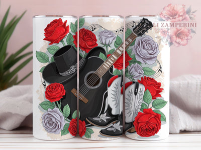 Rustic Western Cowgirl Tumbler, Western Boots Tumbler, Cowgirl Hat 20oz Wrap, Sublimation Design, Rustic Gift Idea, Guitar Floral Wrap, Stylish Western Tumbler Sublimation Li Zamperini 