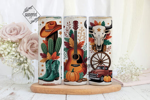 Rustic Western Fall Tumbler Wrap PNG Sublimation sassyprint 
