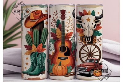 Rustic Western Fall Tumbler Wrap PNG Sublimation sassyprint 