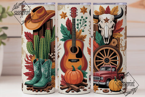 Rustic Western Fall Tumbler Wrap PNG Sublimation sassyprint 