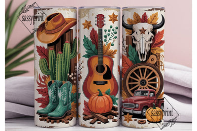 Rustic Western Fall Tumbler Wrap PNG Sublimation sassyprint 