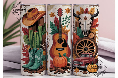 Rustic Western Fall Tumbler Wrap PNG Sublimation sassyprint 