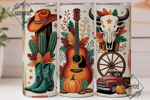 Rustic Western Fall Tumbler Wrap PNG Sublimation sassyprint 