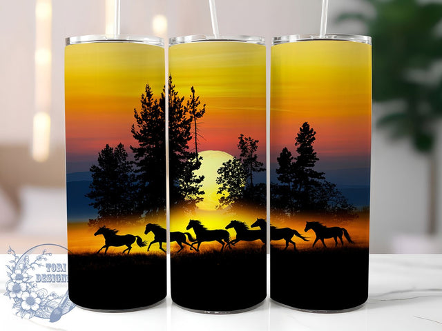 Rustic Western Horse Silhouette Tumbler, Cowboy Tumbler Wrap, 20Oz Sublimation, Rustic Western Design, Horse Outline Printable, Country Tumbler Wrap, Western Theme Art Sublimation ToriDesigns 