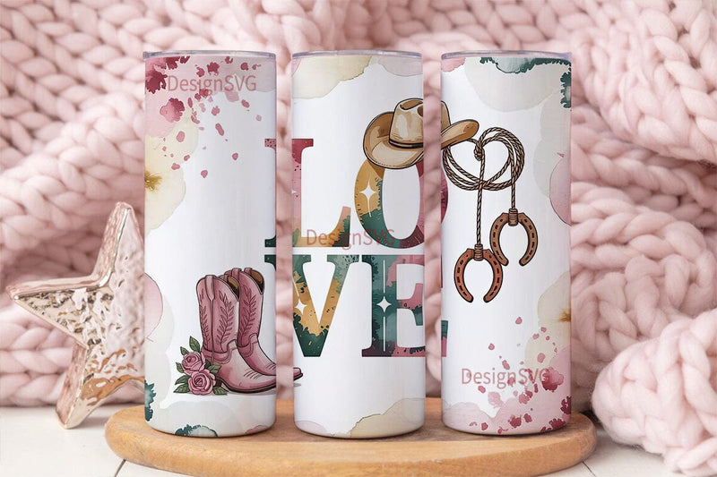 Rustic Western Love 20oz Tumbler Wrap Sublimation DesignSVG 