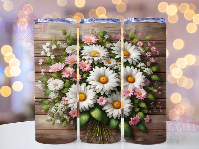 Rustic Western Pink Daisy Tumbler Wrap, Western Daisy Tumbler, Pink Floral Tumbler, 20oz Tumbler Design, Country Tumbler, Boho Daisy Tumbler, Western Chic Tumbler Sublimation SvggirlplusArt 
