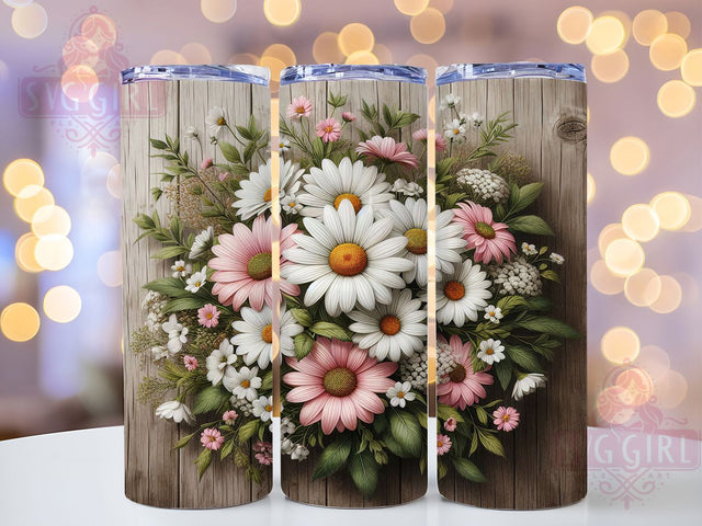 Rustic Western Pink Daisy Tumbler Wrap, Western Daisy Tumbler, Pink Floral Tumbler, 20oz Tumbler Design, Country Tumbler, Boho Daisy Tumbler, Western Chic Tumbler Sublimation SvggirlplusArt 