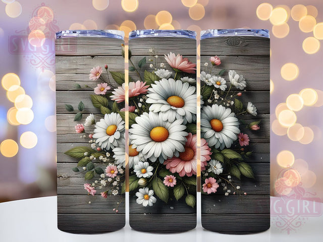 Rustic Western Pink Daisy Tumbler Wrap, Western Daisy Tumbler, Pink Floral Tumbler, 20oz Tumbler Design, Country Tumbler, Boho Daisy Tumbler, Western Chic Tumbler Sublimation SvggirlplusArt 