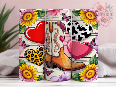 Rustic Western Valentine Tumbler, Cowboy Love Pattern, Rustic Heart Design, 20Oz Sublimation Wrap, Romantic Western Art, Country Valentine Texture, Tumbler Sublimation Sublimation Li Zamperini 
