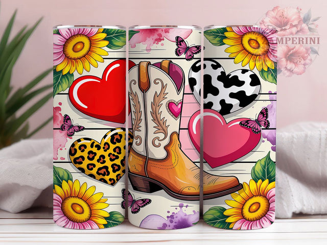 Rustic Western Valentine Tumbler, Cowboy Love Pattern, Rustic Heart Design, 20Oz Sublimation Wrap, Romantic Western Art, Country Valentine Texture, Tumbler Sublimation Sublimation Li Zamperini 