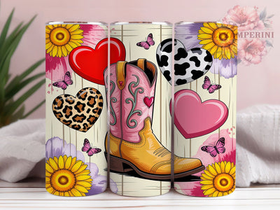 Rustic Western Valentine Tumbler, Cowboy Love Pattern, Rustic Heart Design, 20Oz Sublimation Wrap, Romantic Western Art, Country Valentine Texture, Tumbler Sublimation Sublimation Li Zamperini 