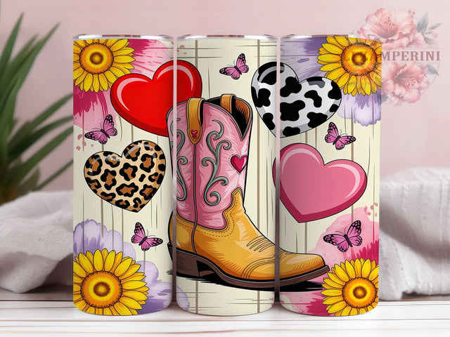 Rustic Western Valentine Tumbler, Cowboy Love Pattern, Rustic Heart Design, 20Oz Sublimation Wrap, Romantic Western Art, Country Valentine Texture, Tumbler Sublimation Sublimation Li Zamperini 