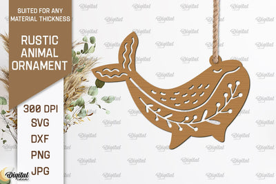 Rustic Whale Ornament Laser Cut. Animals SVG Design SVG Evgenyia Guschina 