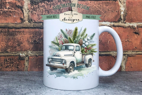 Rustic White Trucks Sublimation Designs | Winter PNG Sublimation Ewe-N-Me Designs 