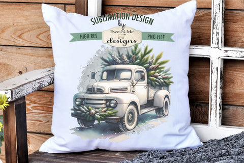 Rustic White Trucks Sublimation Designs | Winter PNG Sublimation Ewe-N-Me Designs 