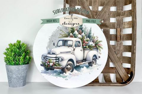 Rustic White Trucks Sublimation Designs | Winter PNG Sublimation Ewe-N-Me Designs 