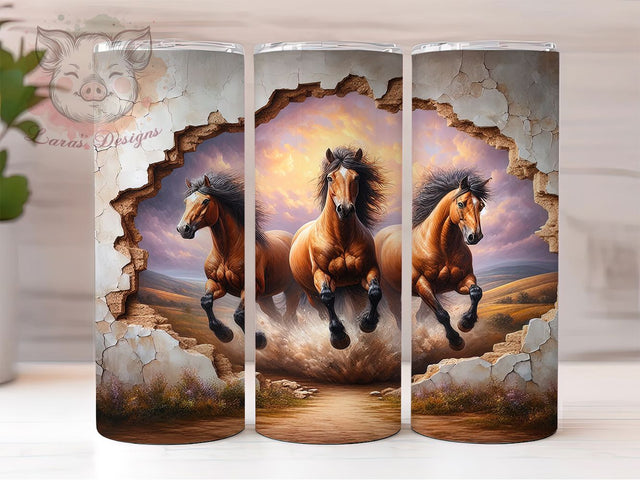 Rustic Wild Horses Lover Tumbler, Horse Lover Tumbler, Rustic Cracked Wall Wrap, Whimsical Horse Wrap, Country Horse Wrap, Sublimation Design, Trendy Gift Idea Sublimation Lara' s Designs 