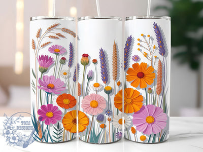Rustic Wildflower Floral Tumbler, Seamless Floral Pattern, Rustic Bloom Design, 20Oz Sublimation Wrap, Nature Flower Art, Elegant Meadow Texture, Tumbler Sublimation Sublimation ToriDesigns 