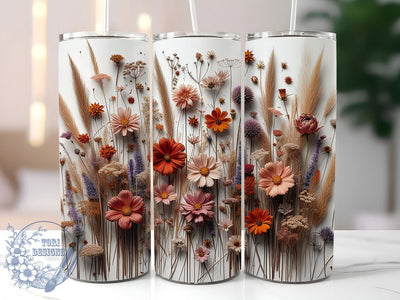 Rustic Wildflower Floral Tumbler, Seamless Floral Pattern, Rustic Bloom Design, 20Oz Sublimation Wrap, Nature Flower Art, Elegant Meadow Texture, Tumbler Sublimation Sublimation ToriDesigns 