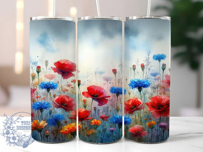 Rustic Wildflower Meadow Tumbler, Floral Pattern Design, Rustic Bloom Style, 20Oz Sublimation Wrap, Nature Flower Art, Elegant Meadow Texture, Tumbler Sublimation Sublimation ToriDesigns 