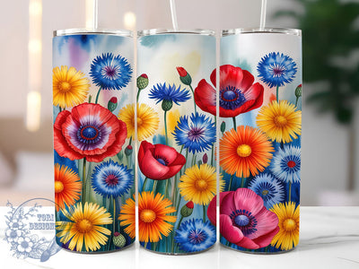Rustic Wildflower Meadow Tumbler, Floral Pattern Design, Rustic Bloom Style, 20Oz Sublimation Wrap, Nature Flower Art, Elegant Meadow Texture, Tumbler Sublimation Sublimation ToriDesigns 
