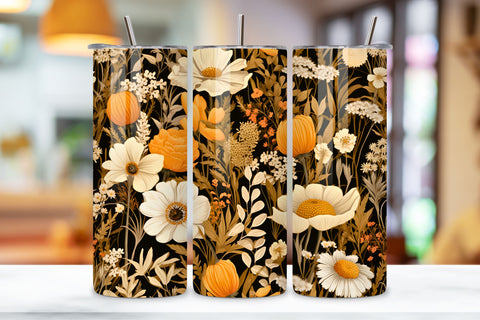 Rustic Wildflower Meadow Tumbler Wrap, Seamless Design PNG Sublimation FloridPrintables 