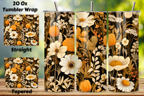 Rustic Wildflower Meadow Tumbler Wrap, Seamless Design PNG Sublimation FloridPrintables 
