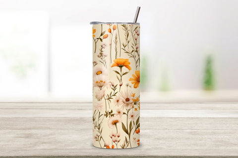 Rustic Wildflower Tumbler Wrap, Seamless Design PNG Sublimation FloridPrintables 