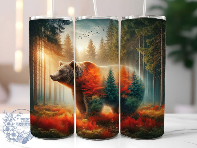 Rustic Wildlife Bear Tumbler, Animal Tumbler Design, Bear 20oz Wrap, Sublimation Design, Nature Lover Gift, Rustic Bear Wrap, Outdoor Wildlife Tumbler Sublimation ToriDesigns 