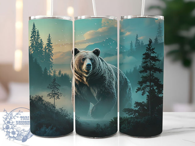 Rustic Wildlife Bear Tumbler, Animal Tumbler Design, Bear 20oz Wrap, Sublimation Design, Nature Lover Gift, Rustic Bear Wrap, Outdoor Wildlife Tumbler Sublimation ToriDesigns 
